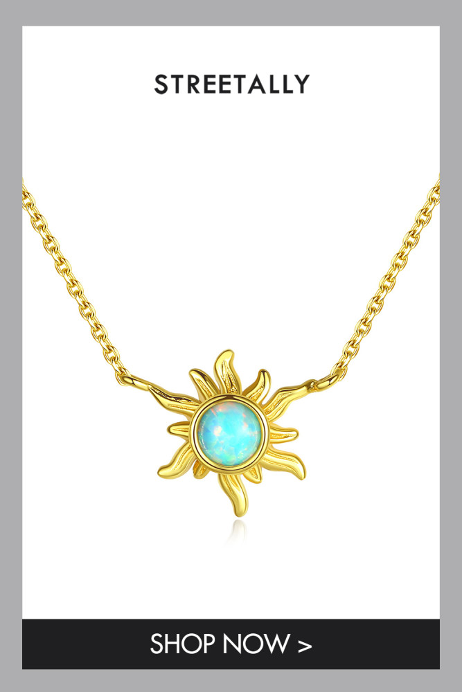 Women's Sunflower Opal Charm Necklace 925 Sterling Silver Fashion Jewelry Necklace