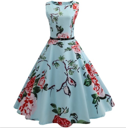 Summer Women's Dress Casual Floral Vintage 50's 60's Valentine's Party 1950 Vintage Dresses