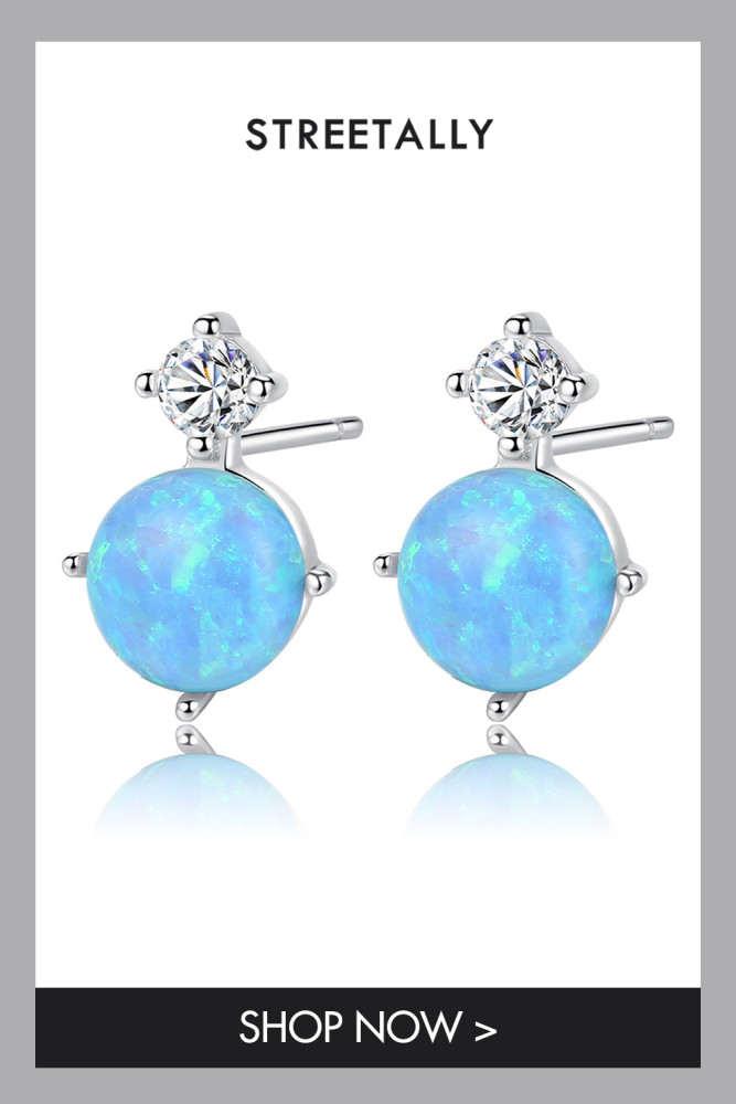 Opal Girls 925 Silver Blue Fire Opal Earrings Stud Earrings Fine Jewelry Earrings