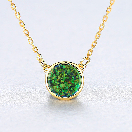 Elegant Necklace with Round Pendant in 18K Gold Plated Sterling Silver Necklace