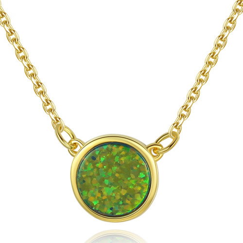 Elegant Necklace with Round Pendant in 18K Gold Plated Sterling Silver Necklace