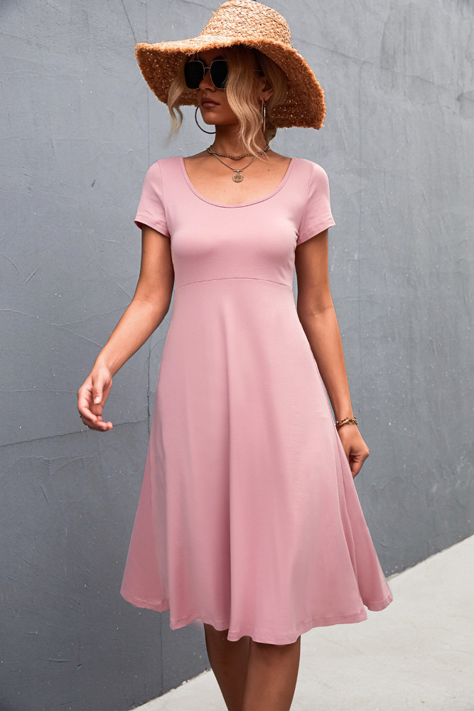 Elegant Casual Basic Solid Color Resort Style Round Neck Slim Maxi Dresses