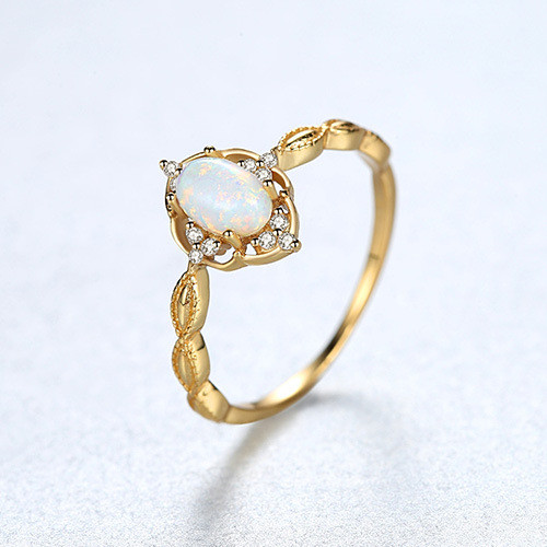 Delicate Antique Blue/White Opal 100% Sterling Silver Ring