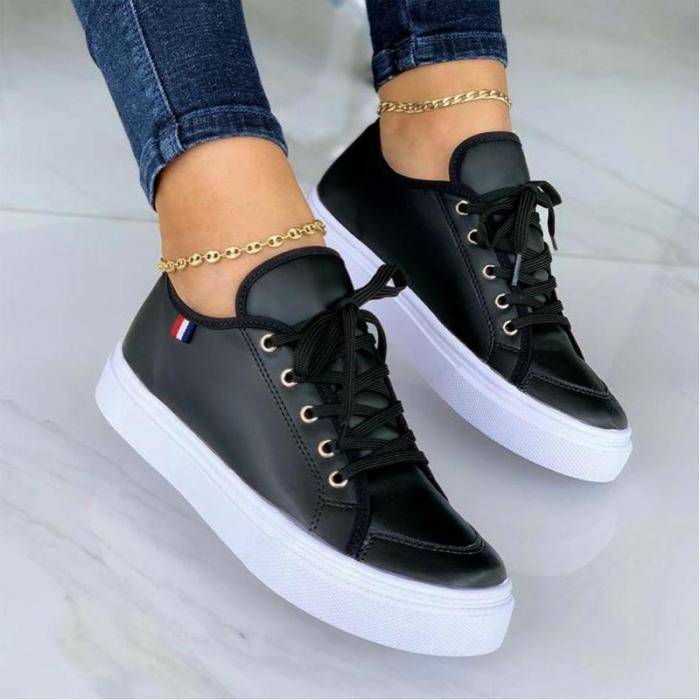 New Black, White And Silver Three-color Lace-up Flat Casual Sports Fashion Shoes Sneakers