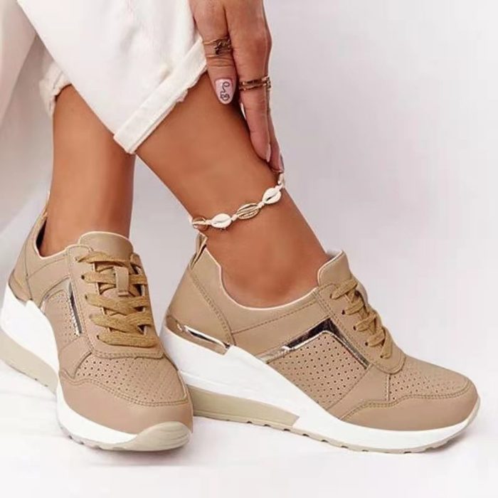 Women's Cross Lace Up Platform Casual Sneakers Sneakers