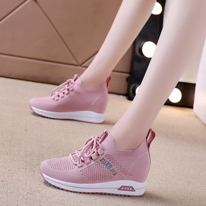 Women's Inner Height Increasing All-match Net Shoes Casual Comfortable Thick Sole Sneakers