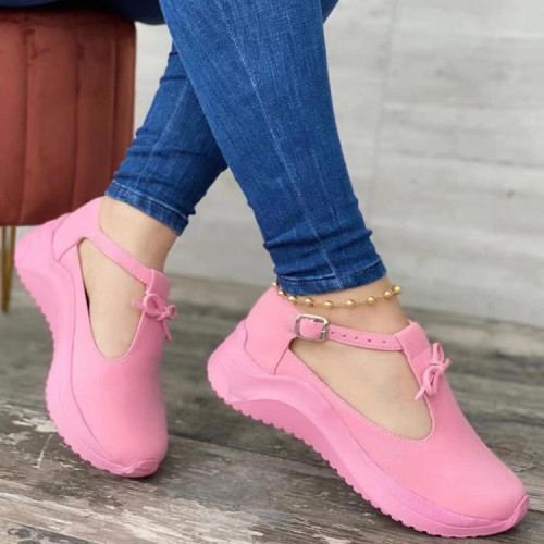 One Word Buckle Shoes Women's New Hollow Casual Shoes Women's Sneakers