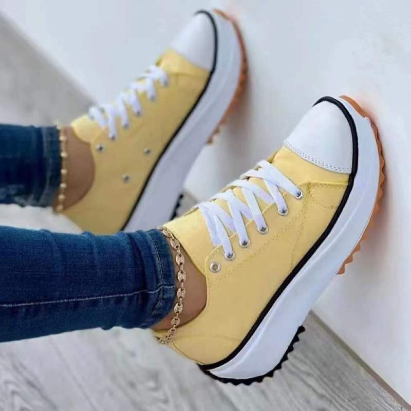Canvas Casual Shoes Women's Round Toe Canvas Solid Color Low-top Women's Shoes Sneakers