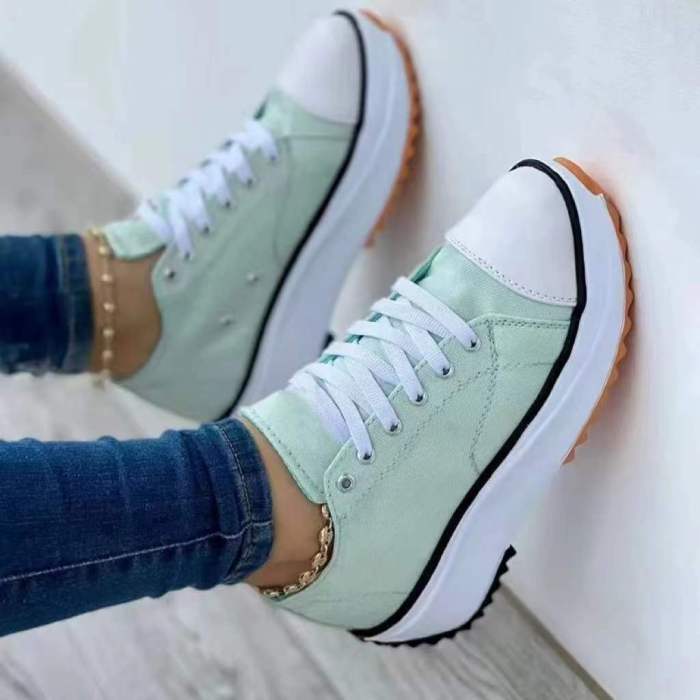 Canvas Casual Shoes Women's Round Toe Canvas Solid Color Low-top Women's Shoes Sneakers