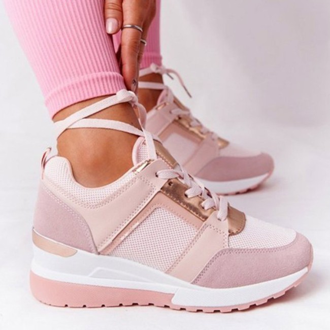 Women's Cross Lace Up Platform Casual Sneakers Sneakers