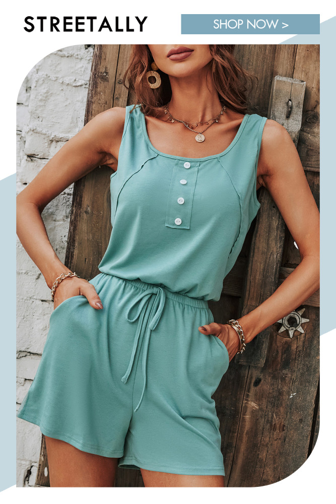 New Bib Jumpsuit Sleeveless Solid Color Sports Slim Rompers