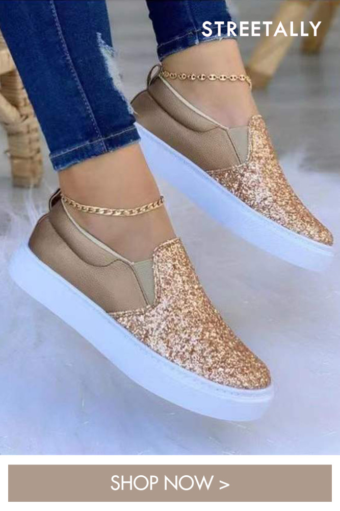 Slip-on Slip-ons Flat Sequined Casual Breathable Shoes Sneakers