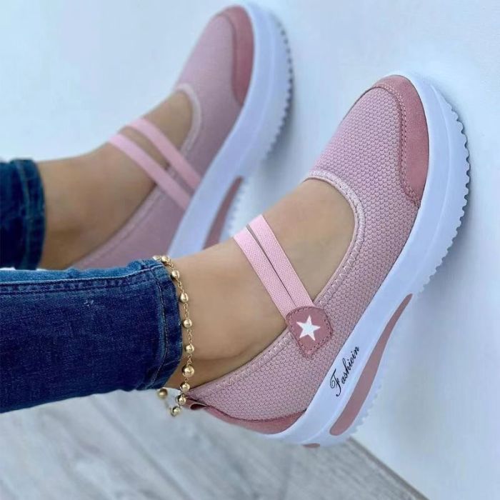 Fly Woven Solid Color Daily Low Wedge Heel Round Head Female Sneakers