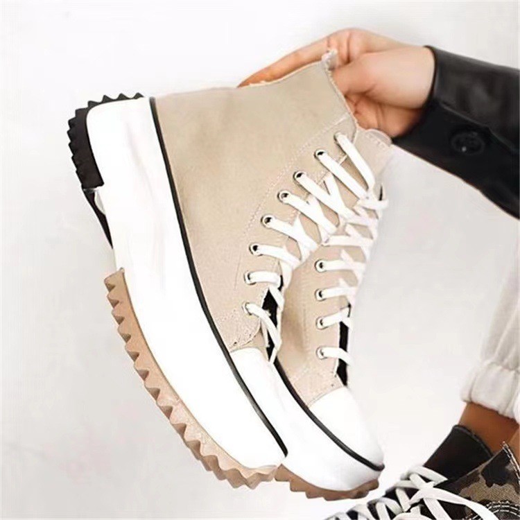 New Single Shoes Adult Women's Canvas Viscose Shoes High-top Platform Sneakers