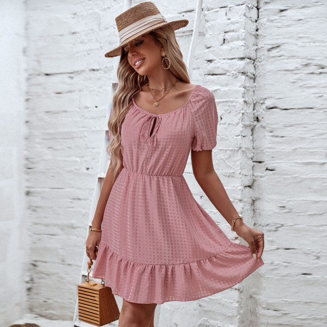 Sweet Temperament Skirt Women's Round Collar Plaid Dress Mini Dresses