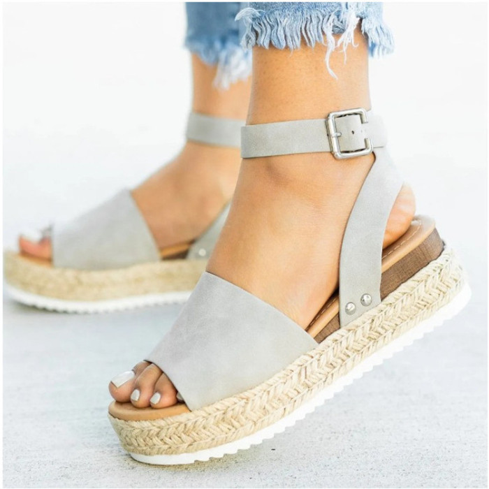 New Women's Shoes Hemp Rope Wedge Light Sole Fish Mouth Sandals Women's Sandals