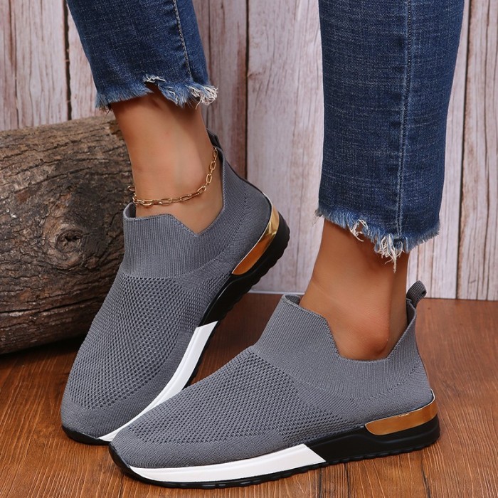 New Flying Knitted Socks Shoes Stretch Fabric Plus Size Women Sneakers
