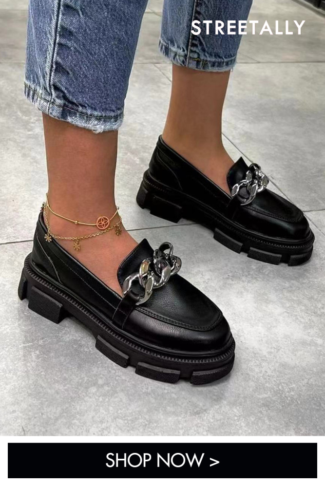 Metal Chain Casual Sneakers Thick Sole Pump Women's  Flat & Loafers