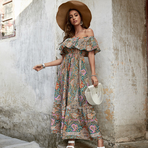 Floral One Shoulder Sexy Ladies Dress Summer New Women's Maxi Dresses