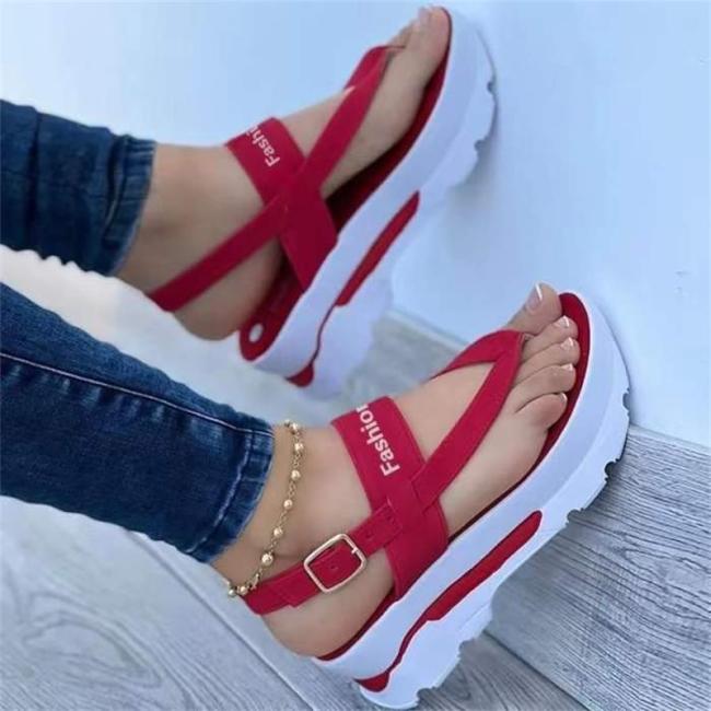 New Summer Ladies Thong Platform Heightened Solid Color Platform Sandals