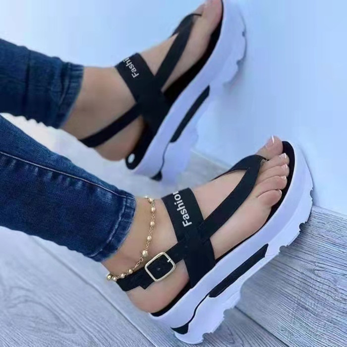 New Summer Ladies Thong Platform Heightened Solid Color Platform Sandals