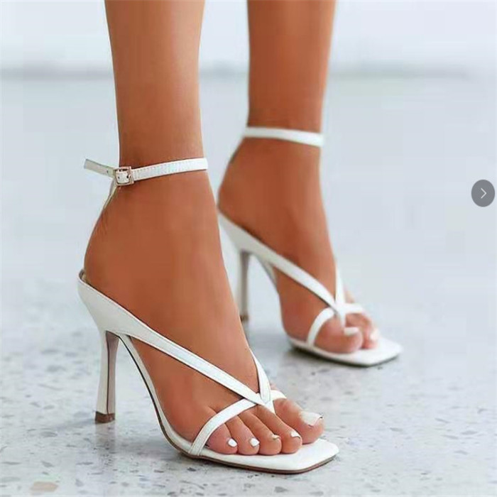 Fashion Square Toe High Heels Thong Sandals Women's Heels