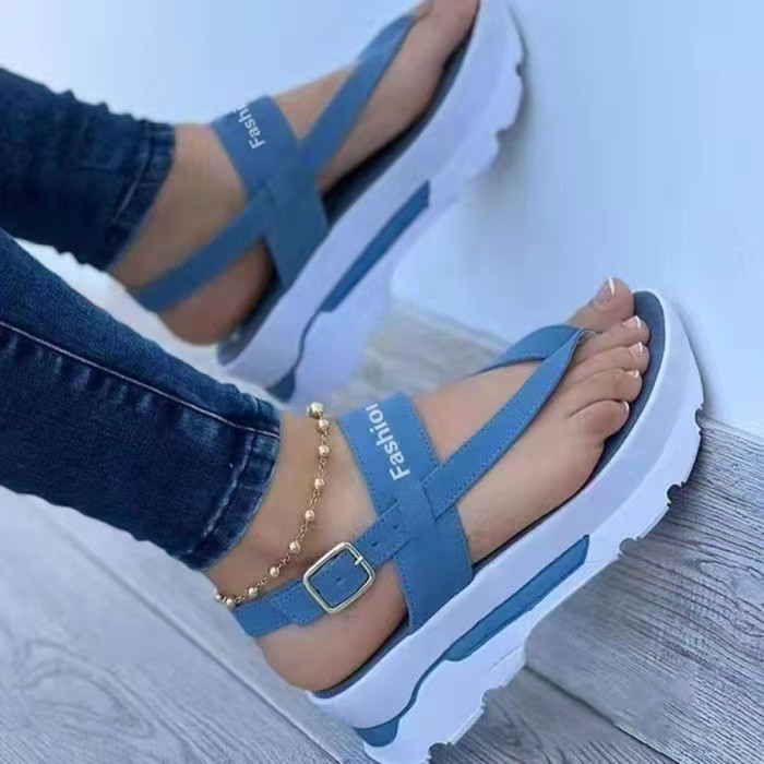 New Summer Ladies Thong Platform Heightened Solid Color Platform Sandals