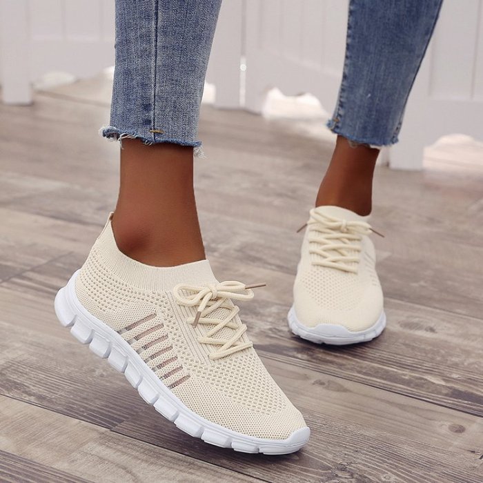 New Breathable Mesh Flat Sports Casual Solid Color Sneakers