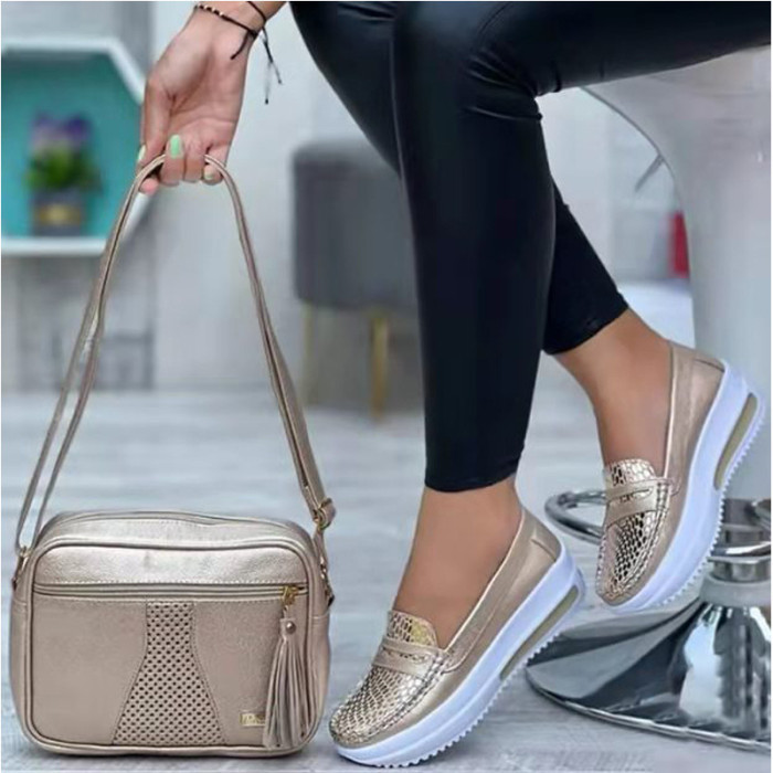 Casual Shoes Solid Color Round Toe Low Top Belt Buckle Soft Sole Sneakers