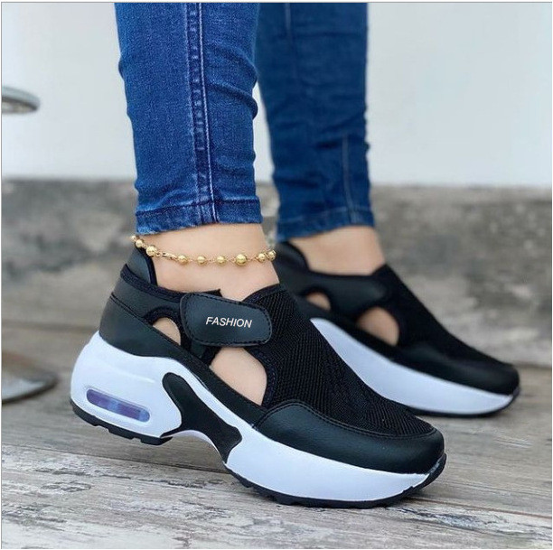 New Large Size Solid Color Personality Hollow Casual Women's Sports Style Casual Sneakers