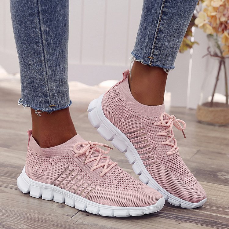 New Breathable Mesh Flat Sports Casual Solid Color Sneakers
