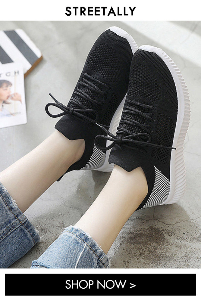 New Flying Knit Shoes Breathable Hollow Mesh Sneakers Soft Sole Breathable Flat Sneakers