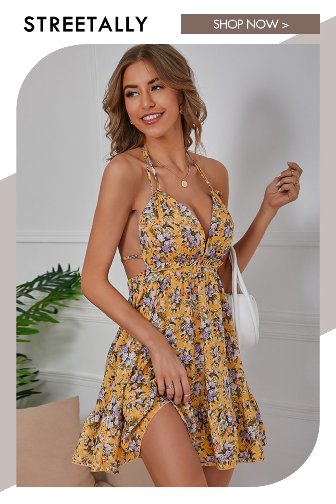 Women's Dresses Summer Halter Dresses Printed Mini Dresses