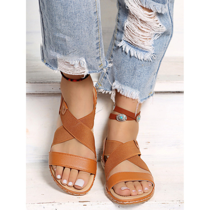 New Style Beach Sandals Women's Slip On Elastic Summer Sandals