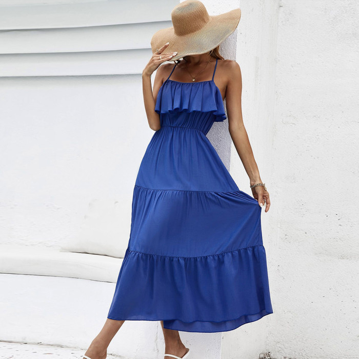 Ladies Sexy Backless Sling Dress Summer New Maxi Dresses