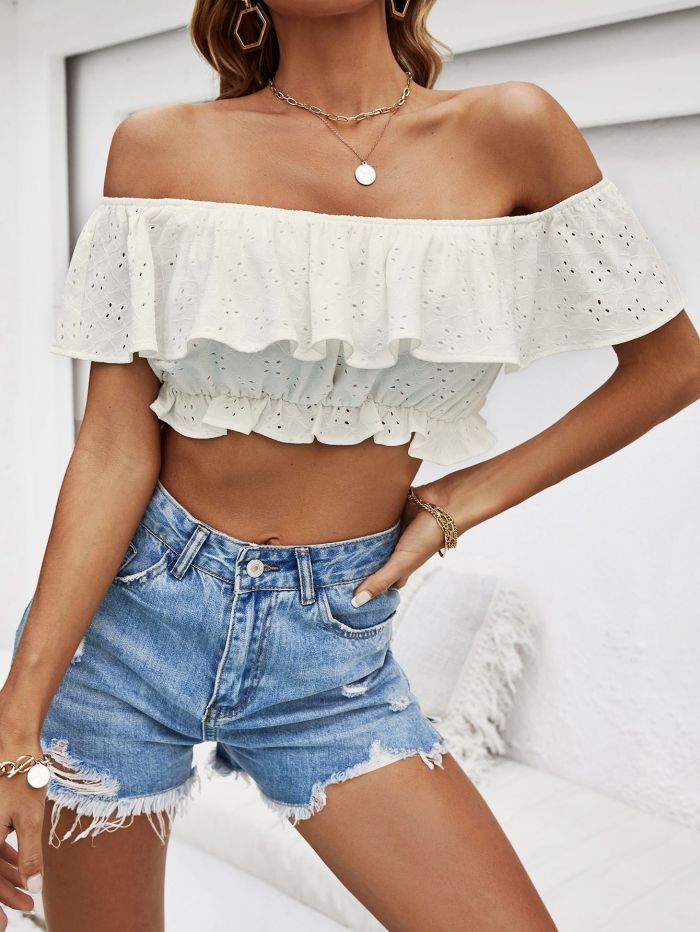 Street Short-sleeved Off-the-shoulder Summer New Products Blouses & Shirts