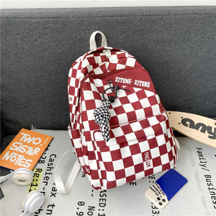 Check Casual Backpack Student Plaid Harajuku Backpack