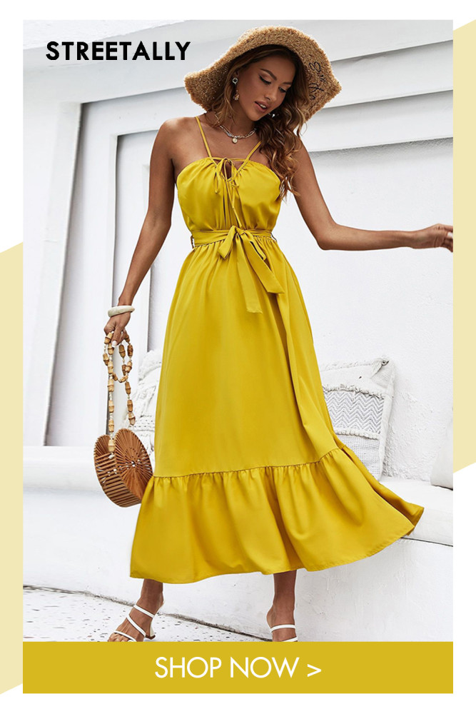 Summer New Sexy Elegant Solid Color Sling Ladies Maxi Dresses