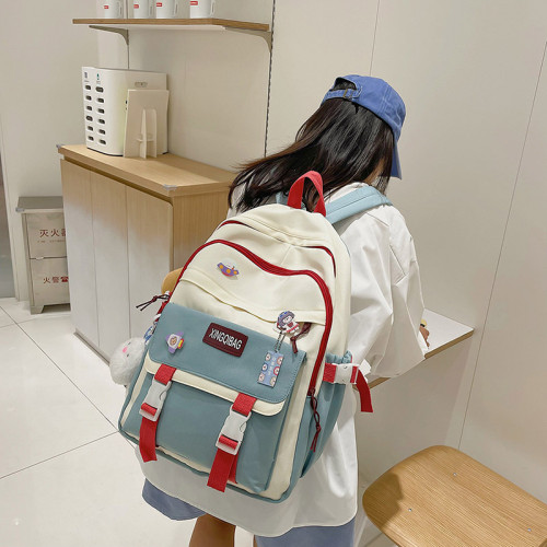 Schoolbag Female Japanese Simple Contrast Color Trend Student Backpack New Harajuku Backpack