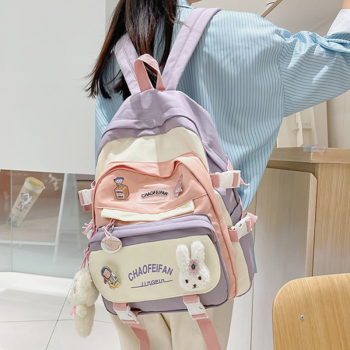 New School Bag Female Junior High School Student Backpack Large-capacity Cute Backpack Harajuku Backpack