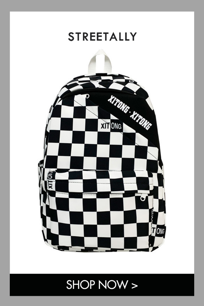 Check Casual Backpack Student Plaid Harajuku Backpack