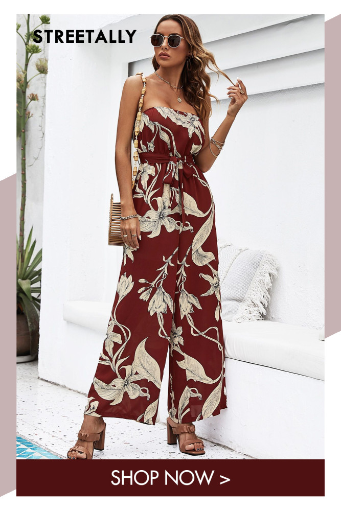 Ladies Print Tube Top Jumpsuits Summer New Sexy Elegant Jumpsuits