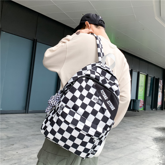 Check Casual Backpack Student Plaid Harajuku Backpack