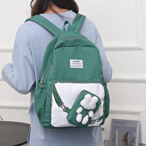 Simple Student Backpack Contrasting Color Rabbit Campus Large-capacity Shoulders Harajuku Backpack