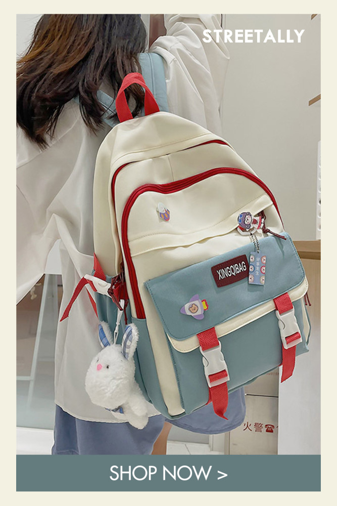 Schoolbag Female Japanese Simple Contrast Color Trend Student Backpack New Harajuku Backpack