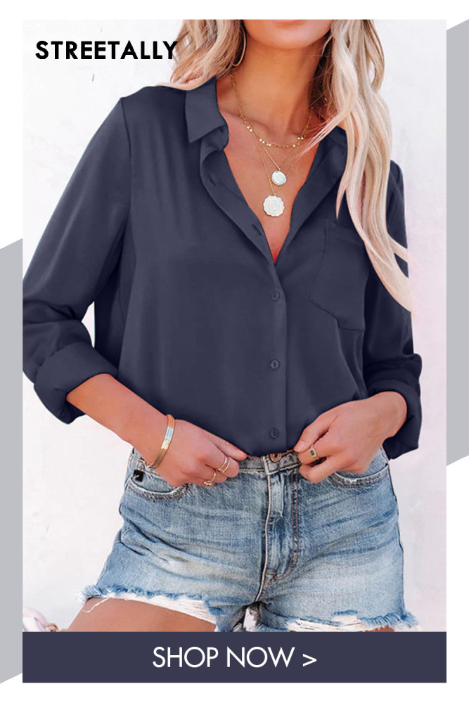 New Summer V-Neck Button Business Casual Long Sleeve Shirt Women Blouses & Shirts