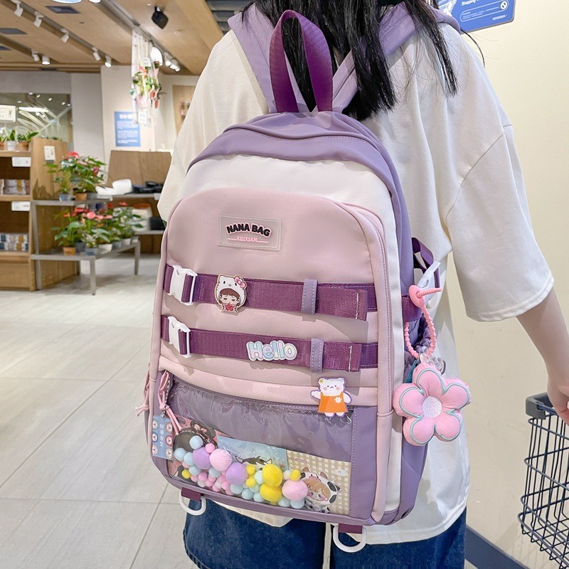 Schoolbag Large Capacity Contrast Color Casual Student Harajuku Backpack