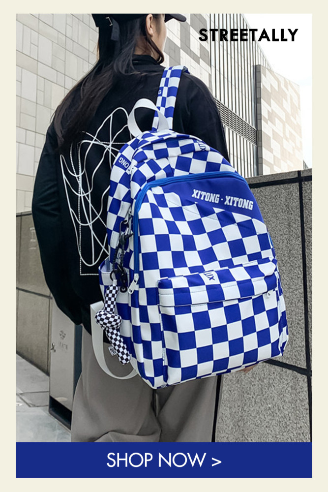 Check Casual Backpack Student Plaid Harajuku Backpack