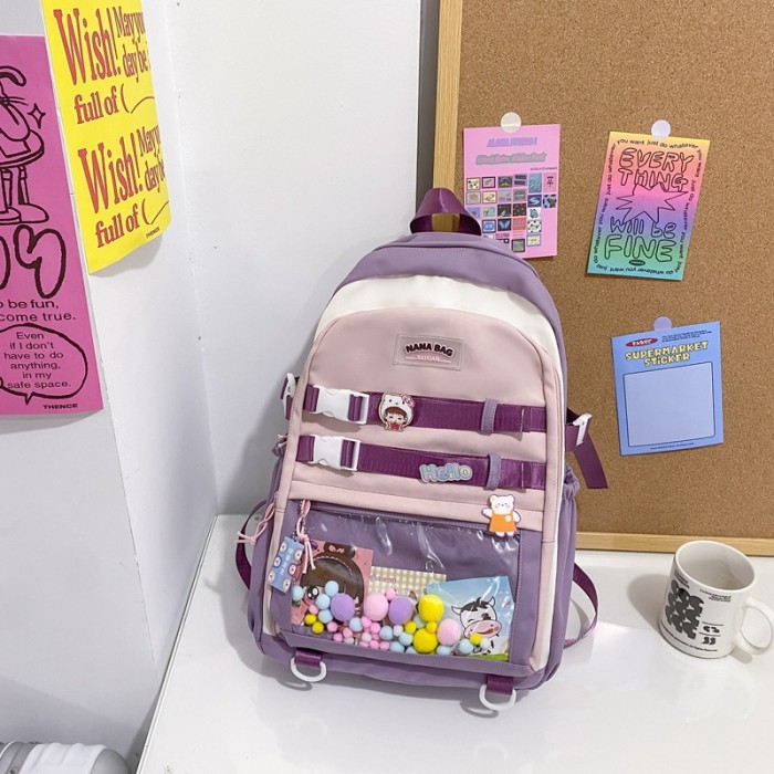 Schoolbag Large Capacity Contrast Color Casual Student Harajuku Backpack