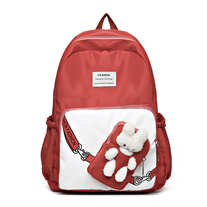 Simple Student Backpack Contrasting Color Rabbit Campus Large-capacity Shoulders Harajuku Backpack